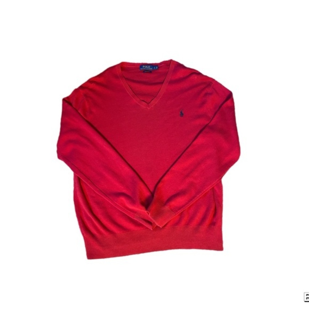 Polo Ralph Lauren Red V-Neck Sweater Size Large